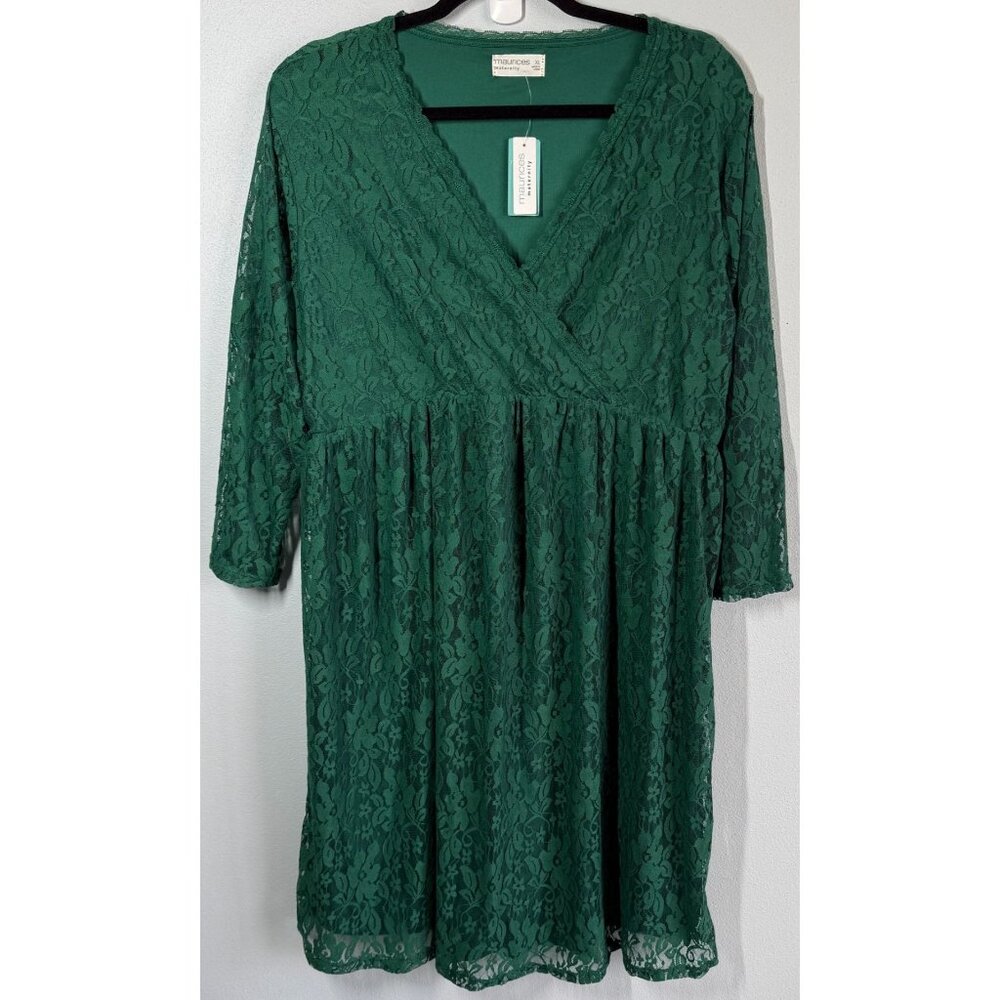 Maurices Womens Lace Babydoll Maternity Dress XL Green Mini Party Holiday Event
